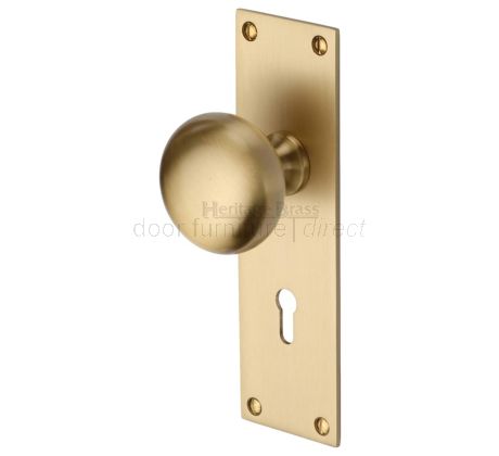 Heritage BAL8500 Balmoral Satin Brass Knob on Lock Plate