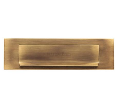 Heritage V842 Antique Brass Gravity Flap Letterplate 280x80mm