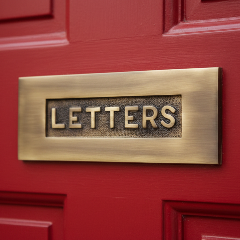 Heritage V845 Antique Brass Embossed Letter Box 254x101mm