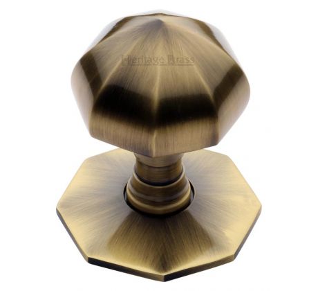 Heritage V880 Antique Brass Faceted Centre Door Knob 2.5in