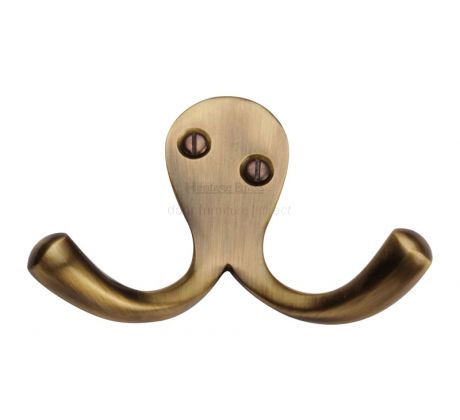 Heritage V1060 Antique Brass Double Coat Hook 64mm