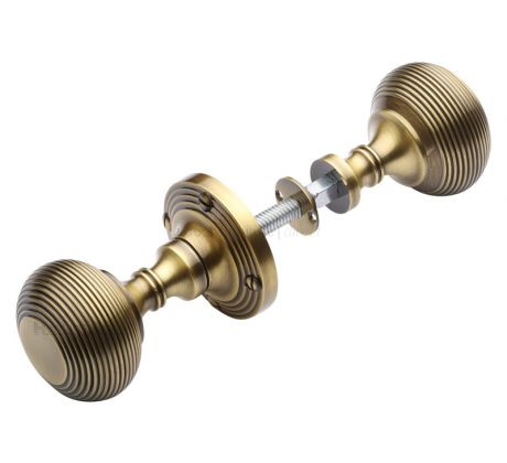 Heritage RIM V971 Antique Brass Reeded Rim Knobs 60mm