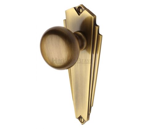 Heritage BR1810 Antique Brass Broadway Knob on Latch Plate