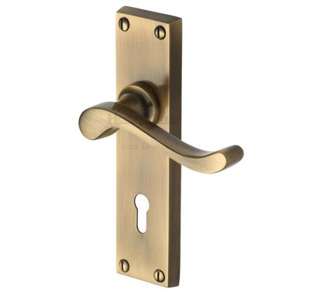 Heritage V810 Antique Brass Bedford Lock Handles