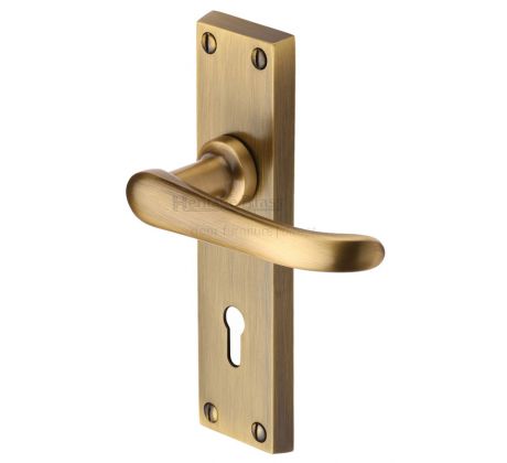 Heritage V700 Antique Brass Windsor Lock Handles