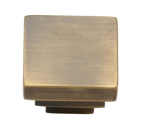 Heritage C3672 Antique Brass Square Cupboard Knob 32mm