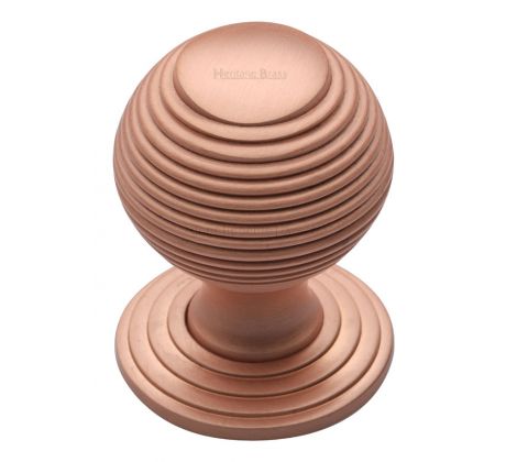 Heritage V973 Satin Rose Gold Reeded Cabinet Knob 32mm