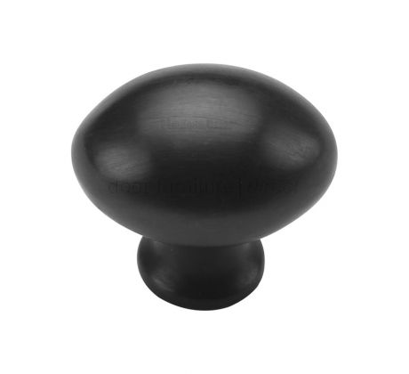 Heritage Matt Black Victorian Oval Cabinet Knob 32mm C114