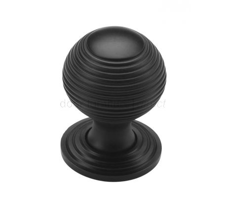 Heritage Matt Black Reeded Cabinet Knob 32mm V973