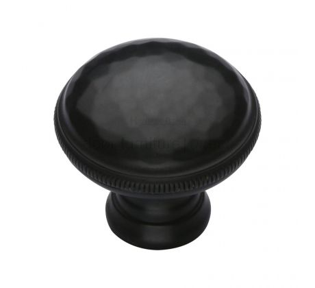 Heritage Matt Black Hand Beaten Cabinet Knob 32mm C4545