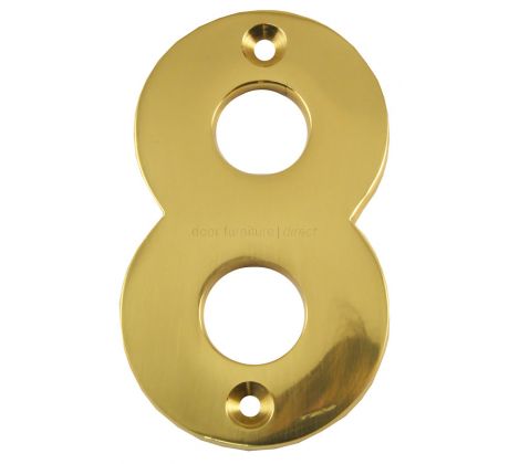 Polished Brass  Face Fixed Front Door Numbers 0-9 3in (76mm) C1566