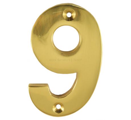 Polished Brass  Face Fixed Front Door Numbers 0-9 3in (76mm) C1566