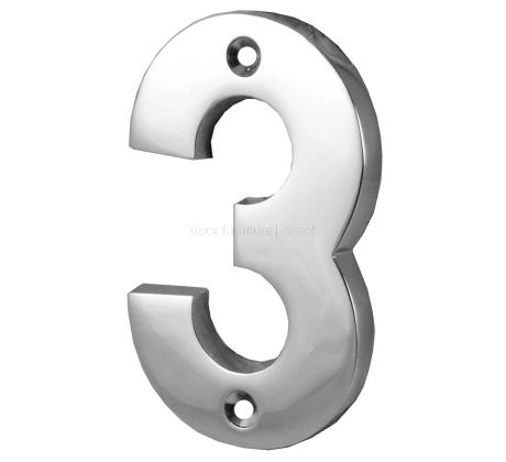 Polished Chrome Surface Fixed Front Door Numbers 0-9 76mm C1566