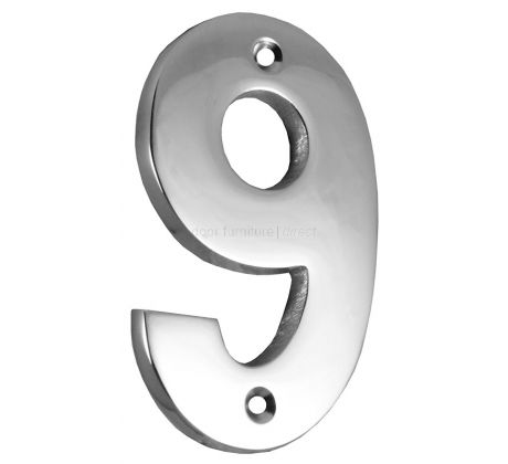 Polished Chrome Surface Fixed Front Door Numbers 0-9 76mm C1566