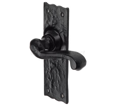Tudor Shropshire Black Antique Iron Scroll Lever Latch Door Handles