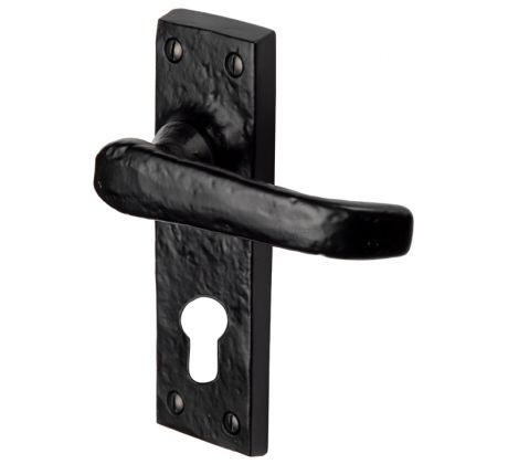 Tudor Windsor Black Antique Iron Straight Lever 48mm Euro Door Handles
