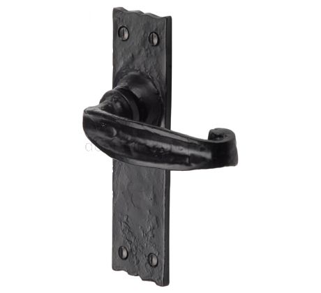 Tudor Wellington Black Antique Iron Latch Door Handles