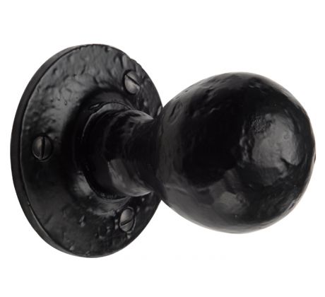 Black Antique Iron Tudor Ball Mortice Door Knob Set 62mm