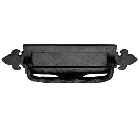 Black Antique Iron Tudor Fleur de Lys Letter Box 15x4.5in (371x112mm)