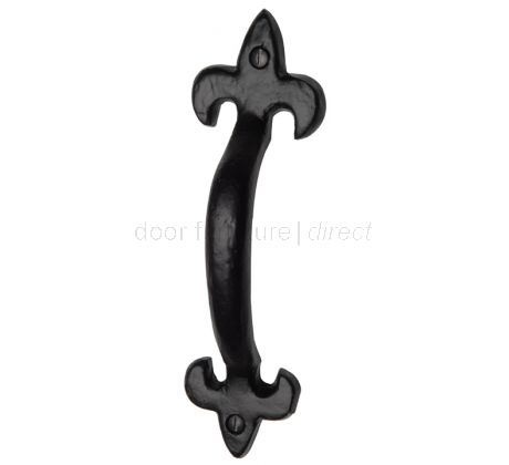 Black Antique Iron Tudor Fleur de Lys Door Pull Handle 175mm