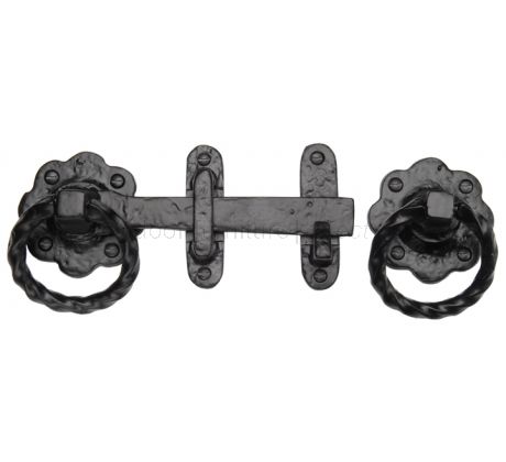 Black Antique Iron Tudor Ring Gate Handle Set 170mm