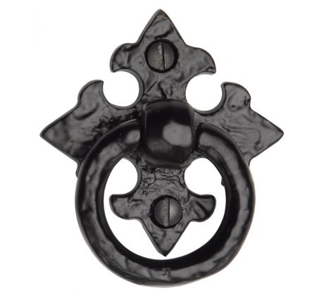Black Antique Iron Tudor Ring Handle Cupboard Pull 60mm