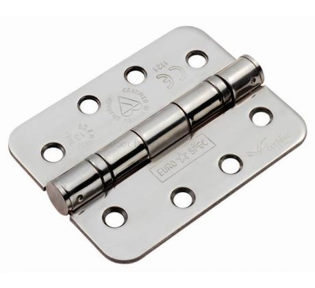 Polished Stainless 4x3inx3mm Ball Bearing Radiused Hinge In Pairs