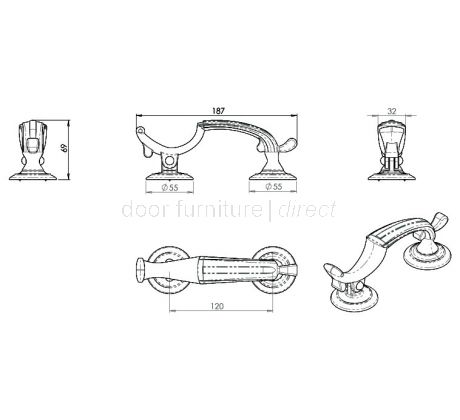 Doctor Knocker PVD Brass 187x32mm