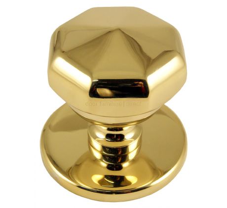 Octagonal Centre Door Knob PVD Brass 64mm