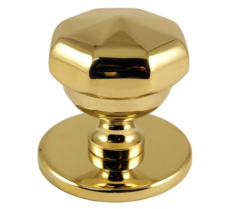 Octagonal Centre Door Knob PVD Brass 64mm