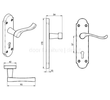 PVD None Tarnish Brass Oakley Keyhole Door Handles