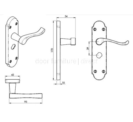 PVD None Tarnish Brass Oakley Bathroom Door Handles
