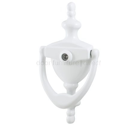 Hoppe White Traditional Spyhole Urn Door Knocker