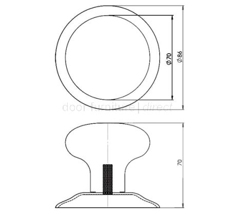Grade 304 Satin Stainless Centre Door Knob 70mm