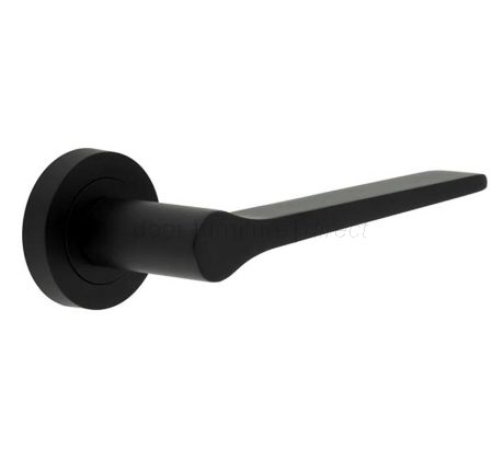 Geo Tapered Lever on Rose Matt Black Door Handles