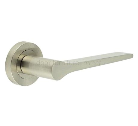 Geo Tapered Lever on Rose Satin Nickel Door Handles