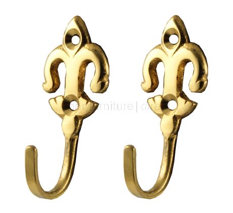 Fleur-De-Lys Tie Back Polished Brass Pack of Two