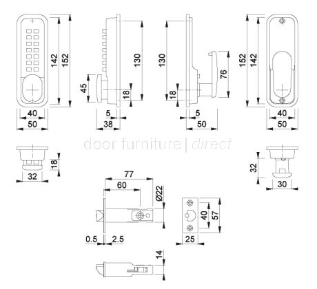 Arrone Digital Lock with Holdback Matt Chrome