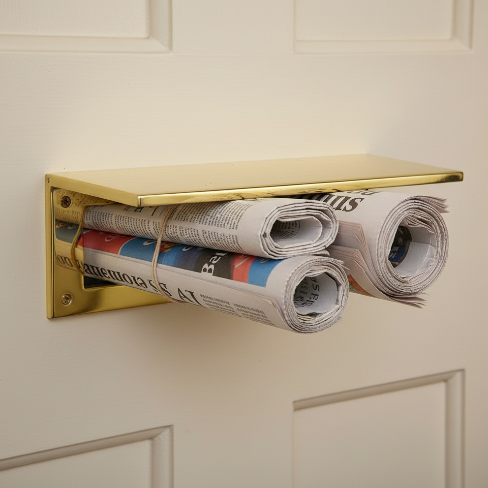 Polished Brass Internal Tidy with Draught Excluder 310x113mm