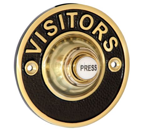 Brass and Black Visitors Bell Push 81mm