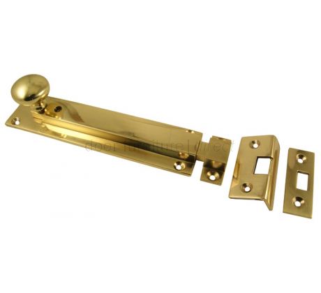 Polished Brass Straight Locking Door Bolt 152mm