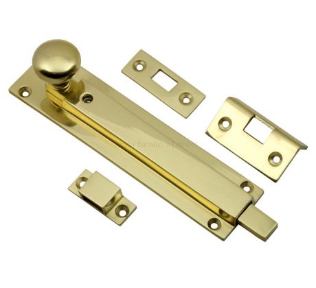 Polished Brass Straight Locking Door Bolt 152mm