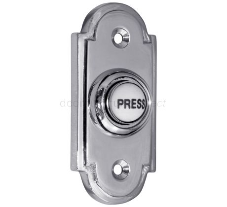 Polished Chrome Shaped Bell Push with China Press 76x33mm