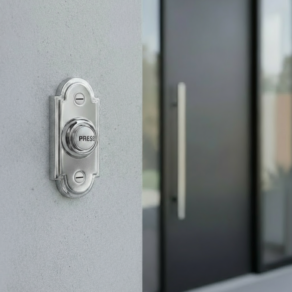 Polished Chrome Shaped Bell Push with China Press 76x33mm