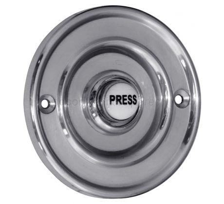 Polished Chrome Circular Bell Push with China Press 76mm