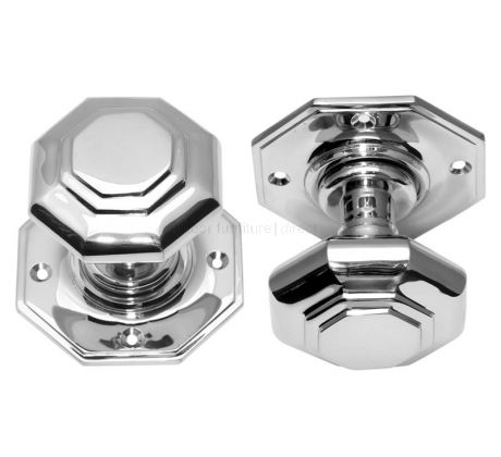 Polished Chrome Octagonal Mortice Door Knobs in Pairs