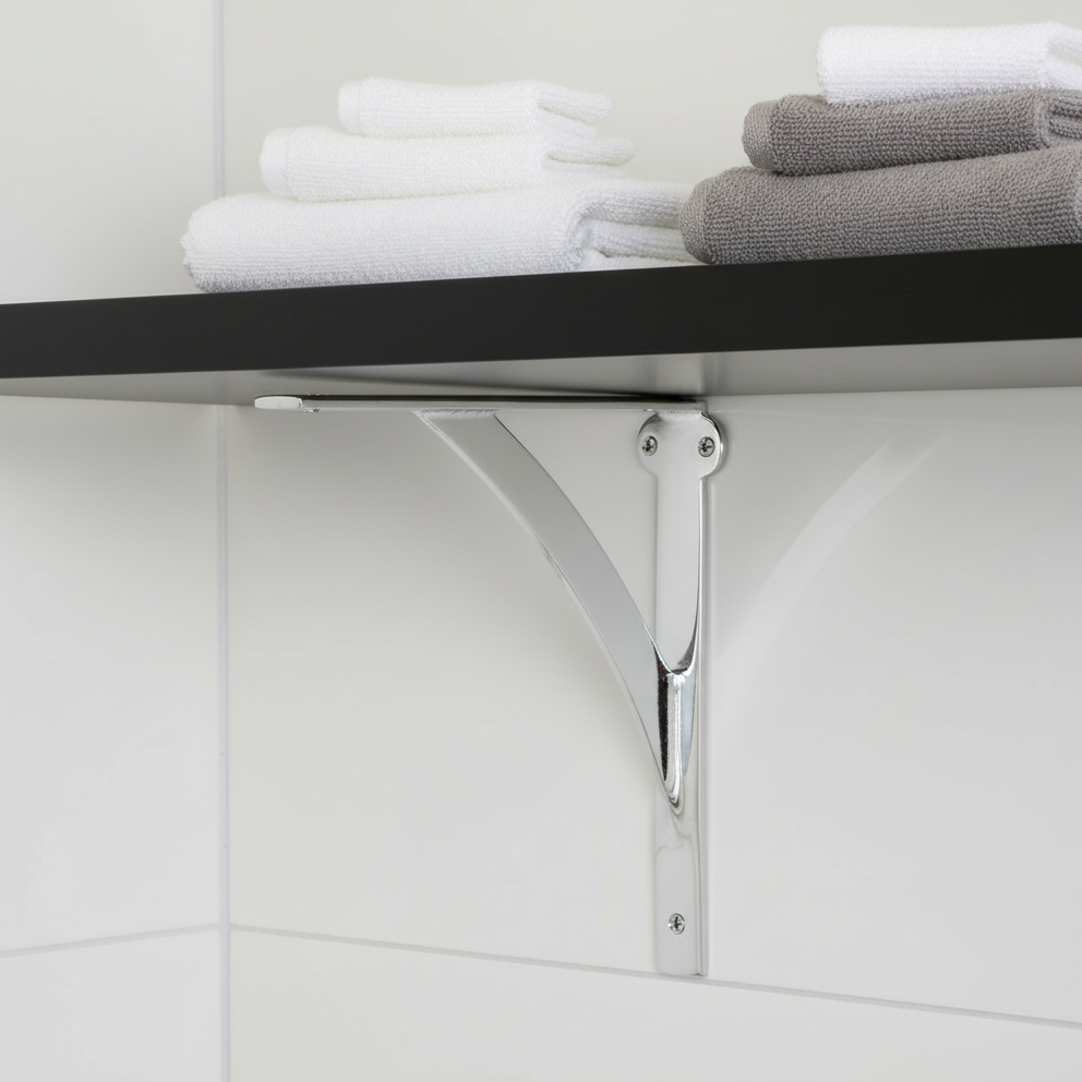 Polished Chrome Heavy Duty Shelf Brackets