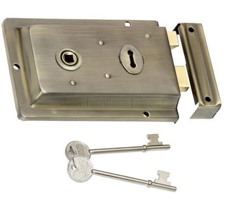 Antique Brass Rim Lock 155x105mm