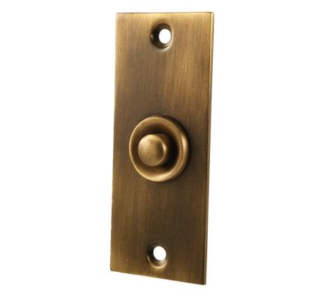 Antique Brass Flat Bell Push 76x32mm