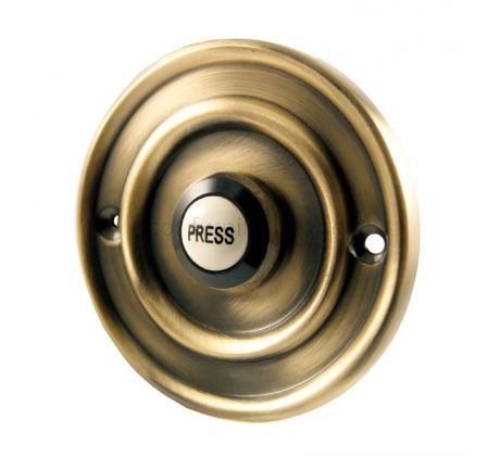 Antique Brass Circular Bell Push 76mm